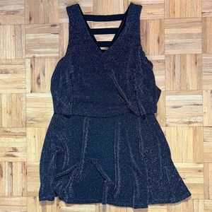 Black Glitter Metaphor Women’s Tiered Dress with Back Detail